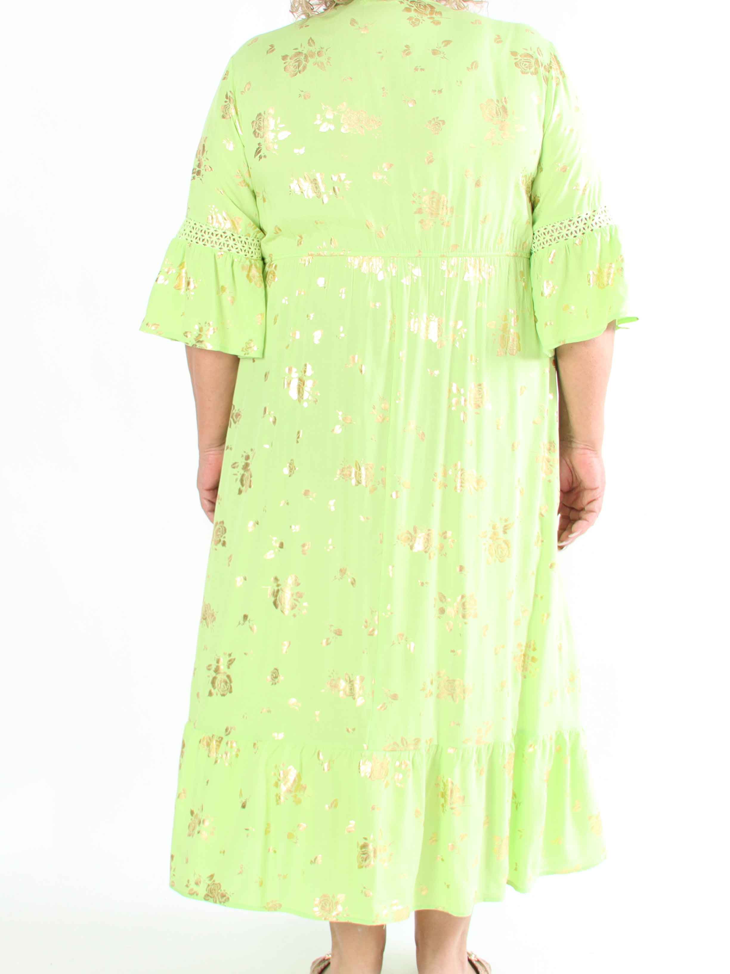 Pernilla - Kjole med guld blomster og broderinger